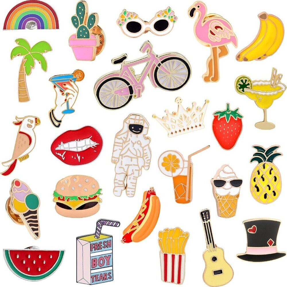Enamel Lapel Pins Set 25 Pieces Colorful Brooches for Clothing Bags Jackets